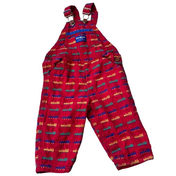 Oshkosh Other - Vintage Oshkosh Red Train Print Overalls - 18 Months